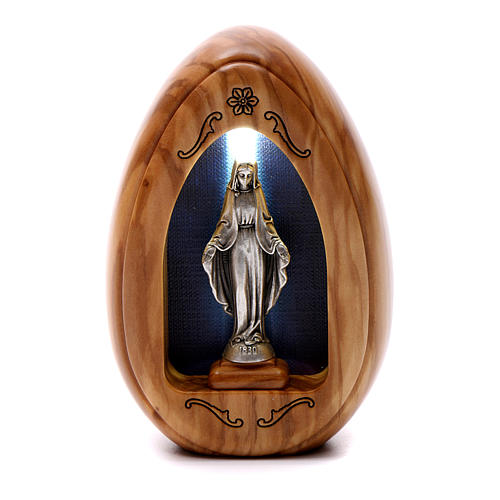 Lamparilla de madera de olivo Virgen Milagrosa