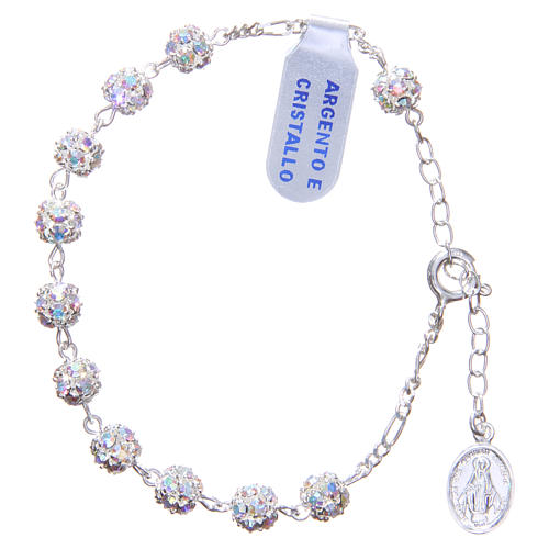 Pulsera rosario con cuentas y lentejuaela blancos