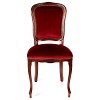 silla estilo barroco de madera de nogal con terciopelo rojo