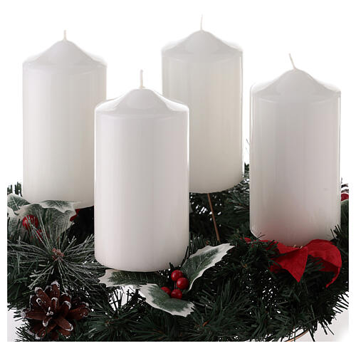 set corona adviento y velas lucidas 15x8 cm