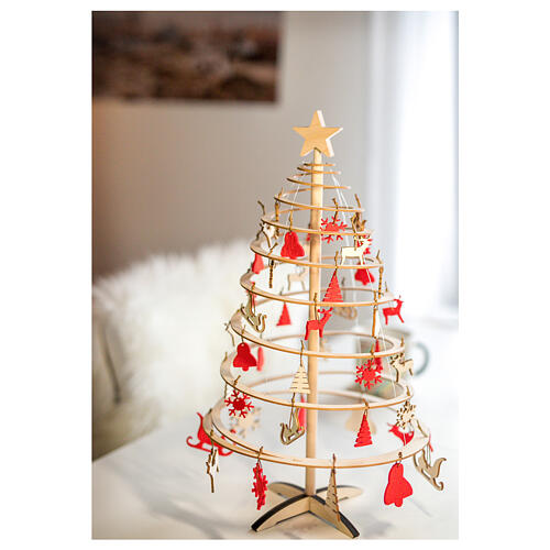 arbol de navidad spira mini y set decoracion madera 42 cm