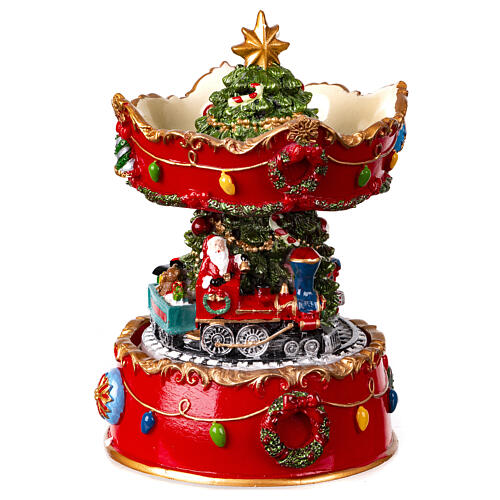 carillon de navidad con papa noel en tren 15x10x10 cm