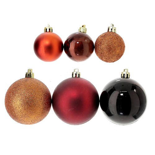 set decorativo 38 bolas rojas naranja y marron 60 mm arbol navidad ecosostenible