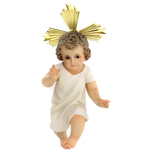 Niño Jesús estatua pulpa madera vestido crema 35 cm dec. elegante