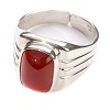 Anillo obispal de plata 925 con piedra roja cornalina.