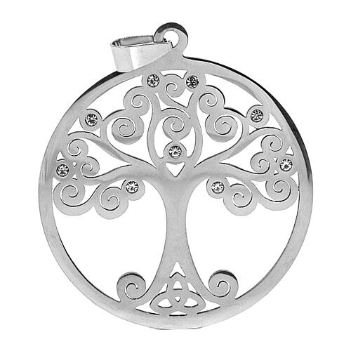 Colgante plata Árbol de la vida 5 cm cuentas strass zamak